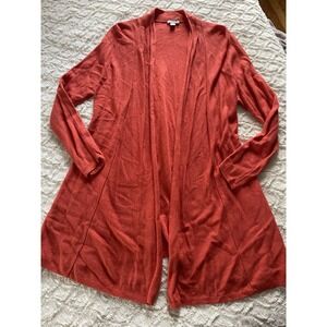 J Jill Solid Orange Petite Small Longsleeved Open Front Cardigan PS‎ Viscose